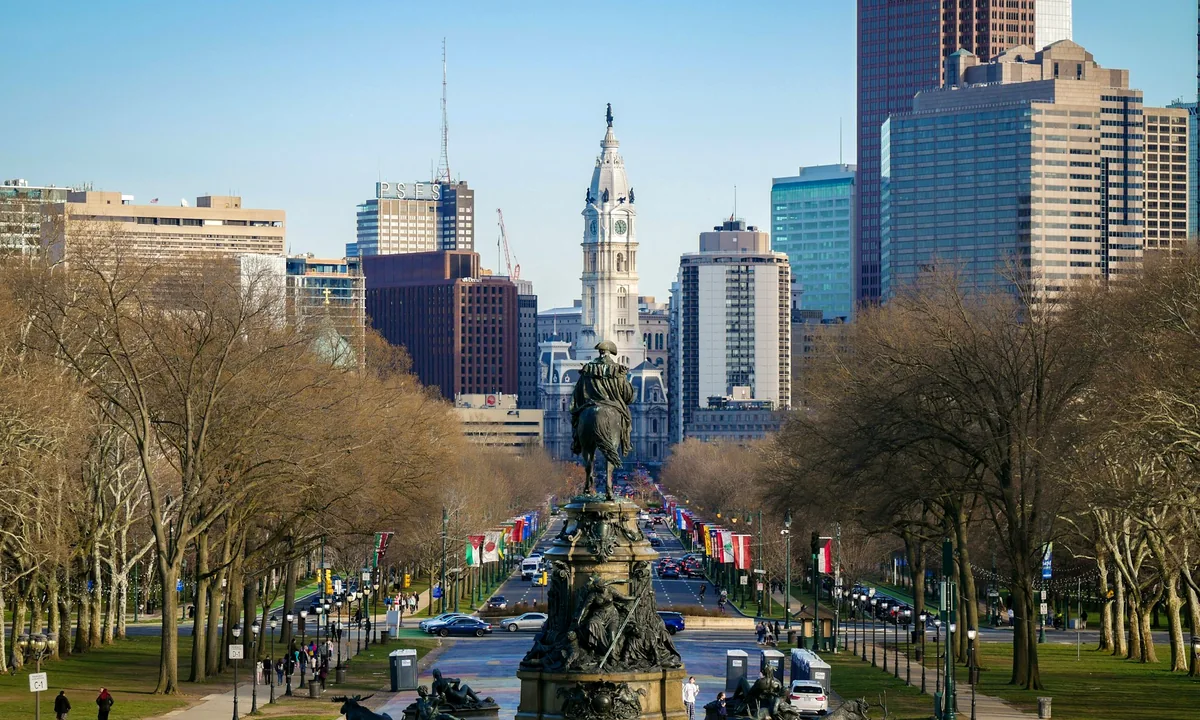 Editorial city photograph representing Philadelphia; geographic ZIP boundary not independently verified